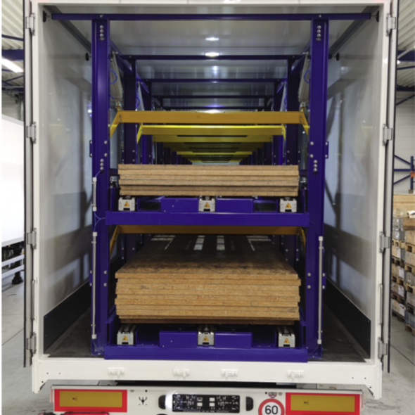 DOUBLE DECK TRAILER CHAIN TRACK SYSTEM WITH STATIONARY (UN)LOADING CHAIN SYSTEM
